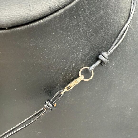 Handcrafted Natural Square Stone Beaded Black Leather Cord Choker Necklace - Picture 6 of 6